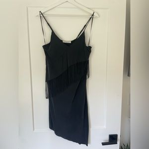 Sleek Zara dress with tassel, it’s navy blue and very soft. I love this dress.